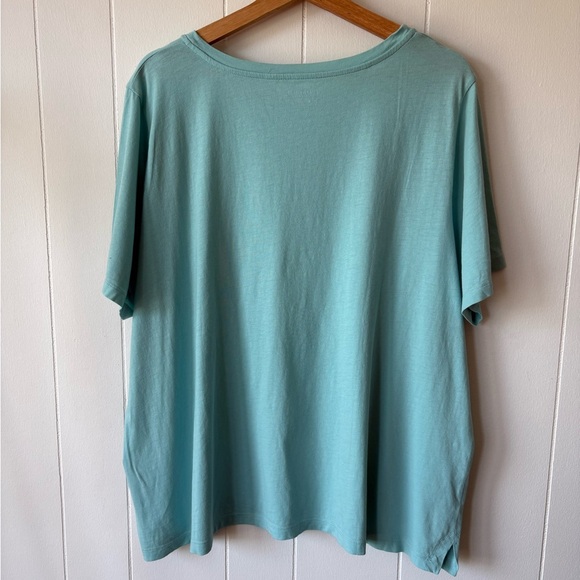 Eileen Fisher Organic Cotton Light Blue Short Sleeve Tee | Size 2X - Picture 4 of 6